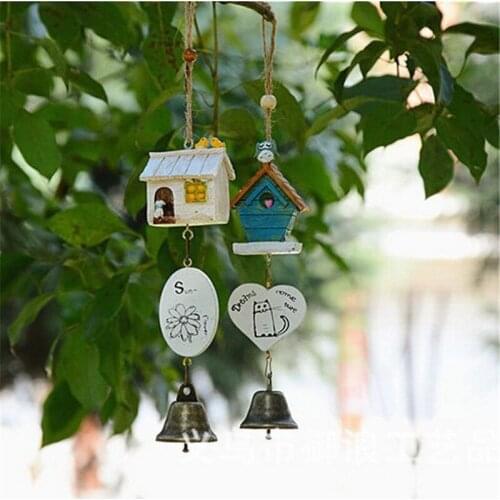 Home Garden Ornaments Bird House Cage Home Ornament Wind Chimes Baby Children Gift Pastoral Hanging Home Decoration