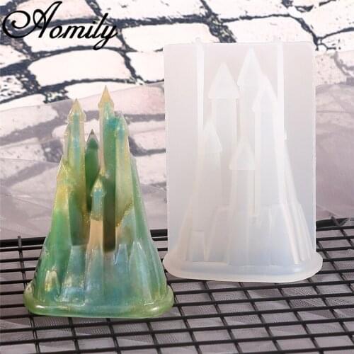 Amoliy Crystal Resin Epoxy Mold Castle Resin Mould High Mirror Castle Silicone Mold Cake Decorating Tools Baking Accessories