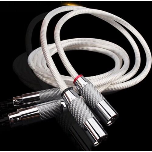 Pair Hifi pure silver 5N OCC Cable 2 XLR Male to Female Balance Audio Cable Hi-End 3 Pin XLR Connectors Microphone XLR Cable