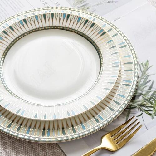 European Style Ceramics Plate Western Steak Plates Dining Table Bone China Fruit Salad Dish Afternoon Tea Cake Dessert Dishes