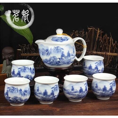 Ceramic Tea Set,Blue and white porcelain KungFu Teapot and teasets