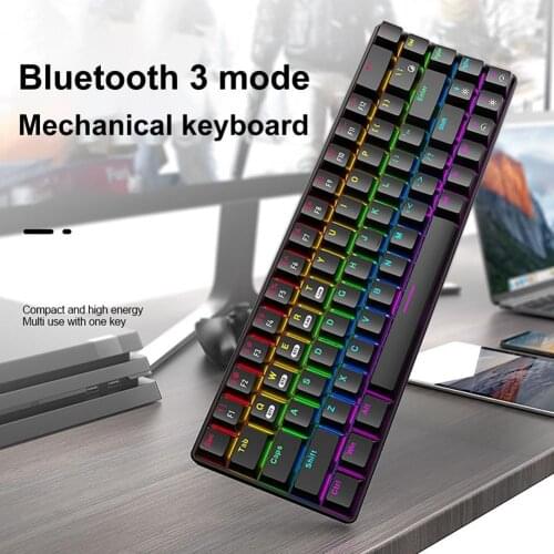 Wireless Keyboard Quick Response Non-delayed Cool Backlight 68 Keys 2.4GHz Bluetooth-compatible 48.0 Type-C Sensitive Keyboard f