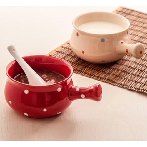 Creative Ceramic Bowl Unique Bowl Home Breakfast Tableware Set Cute Handle Instant Noodle Bowl Noodle Bowl