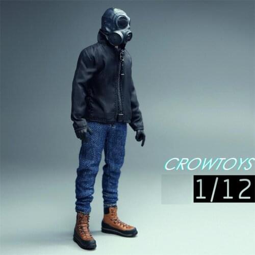 Best Sell Scale 1/12th Black Color Jacket Pants Shoes Fashion For Boys Male 6inch Doll Action Collectable