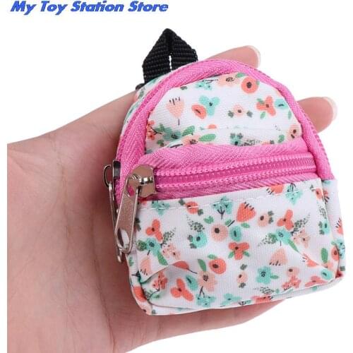 New 1:6 1:12 Dollhouse Miniature Flower Backpack Schoolbag Dolls Accessories