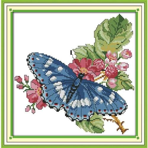 Everlasting Love Butterflies Over Flowers (8) Chinese Cross Stitch Kits Ecological Cotton Stamped 11CT DIY Christmas Decoration
