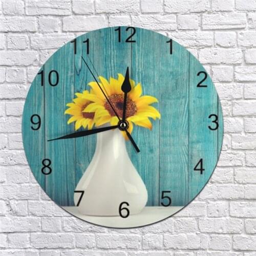 25CM Wall Decor Sunflower Clocks Numeral Digital Dial Mute No Ticking Sound Battery Operated Clocks Home Decoration