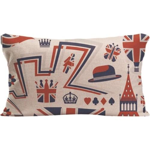 Cotton Linen Red White And Blue United Kingdom Design Elements Throw Pillow Decorative Cushion Cover Pillowcase Customize Gift