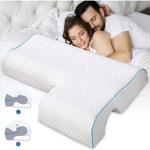 New Massage Pillow Couple Side Sleeper Pillow Duet Protection Cervical Pillow Arched Cuddle Pillow with Slow Rebound Memory Foam