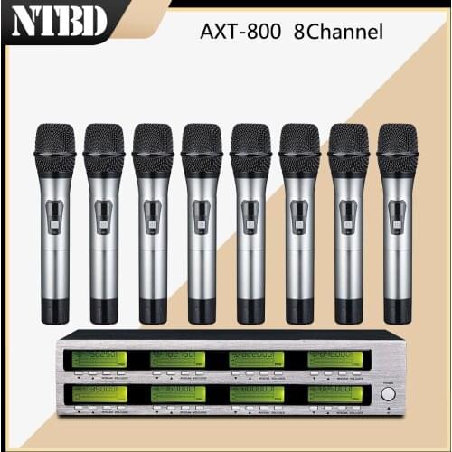 NTBD Conference Karaoke Hip Hop Stage Performance Fashion Handheld AXT-800 Professional Wireless Microphone 8 Channel 8 Handheld