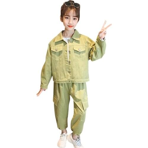 Teen Girls Cargo Clothing Solid Teenage Girls Clothing Jacket + Pants Children Clothes Girl Spring Autumn Childrens Clothing