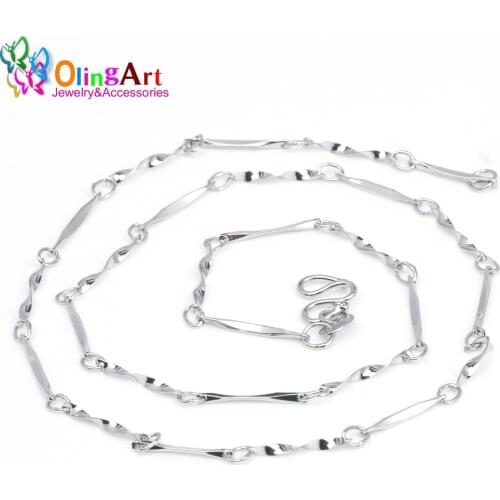 OlingArt Female Fashion 1.5MM 42CM 2pcs/lot Gold Silver-color Clavicle chain necklaces DIY Women Jewelry making Accessories