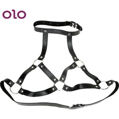 OLO O Ring Breast Clips Mouth Gag Fantasy Sex Toys For Women Body Harness PU Leather Restraints Nipple Clamps SM Bondage