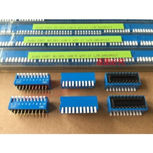 Original new 100% DIP DPL-10B-V dial switch 10 bit side dial 10P foot distance 2.54mm blue