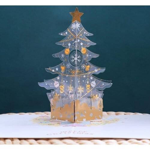 3D Pop Up Card Christmas Tree Greeting Weeding Card Christmas Tree Greetings Holiday Card for Xmas New Year Baby Gifts Card