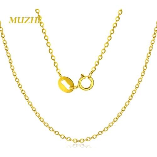 MUZHI Real 18k Soild Gold Necklace O Shape Chain Ladies Clavicle Chain Accessories Simple Style Gifts For Women Fine Jewelry