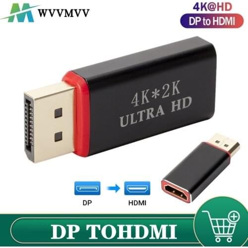 Display Port to HDMI Adapter 4K Male DP to HDMI Female Video Audio Converter for PC Laptop Projector DisplayPort to HDMI
