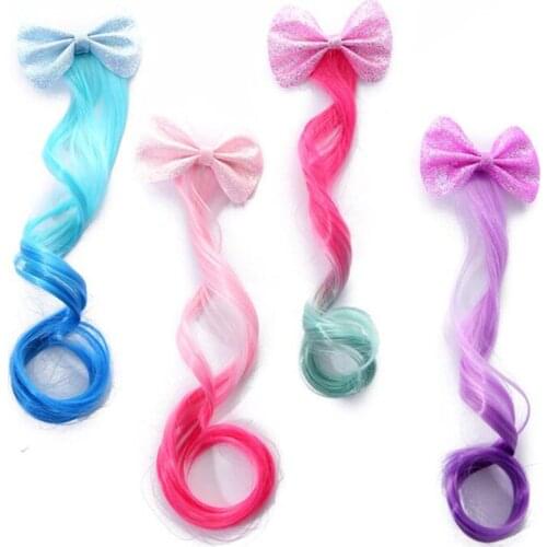New Girls Cute Cartoon Bow Butterfly Colorful Braid Headband Kids Ponytail Holder Rubber Bands Fashion Hair Clip Accessories
