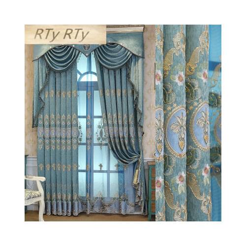 Simple Jacquard fabric love embroidery European curtains tulle bedroom high quality curtains Bedroom Bay window home decoration