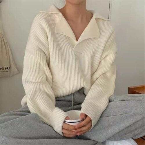 JMPRS Pullover Women Sweater Solid Autumn New 2021 Designed Korean Knitted Jumper Casual Long Sleeve Loose Female Sweater Coat