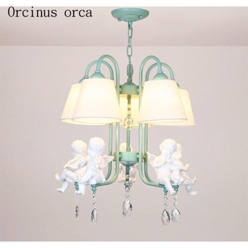 Mediterranean Mini angel chandelier living room bedroom restaurant childrens room lights Nordic cartoon simple LED chandelier