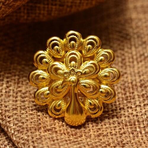 Annayoyo Gold Color Phoenix Wedding Free Size Rings for Women Girls Hawaii Trendy Jewelry Party Resizable Rings