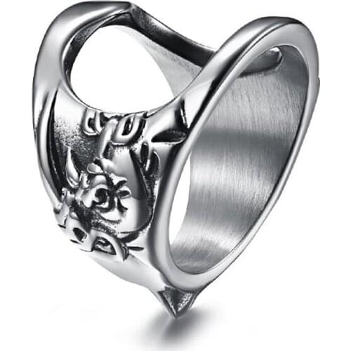 Stainless Steel Vintage Rhinoceros Head Ring Self Defense Broken Window Screwdriver Bottle Opener Rings Jewelry Gift For Him