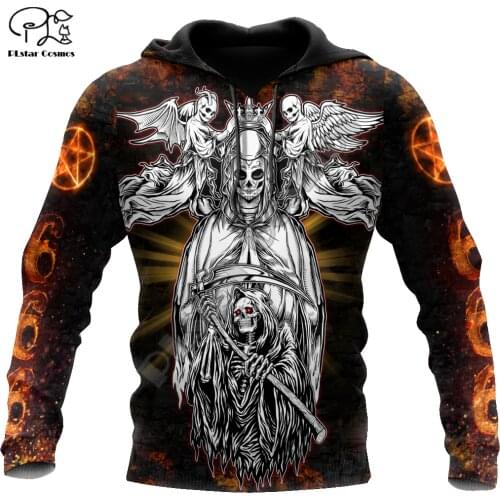 PLstar Cosmos Satan Devil Ghost Gothic Skull Funny Casual Pullover NewFashion Streetwear 3DPrint Men/Women Jacket Zip Hoodies A5