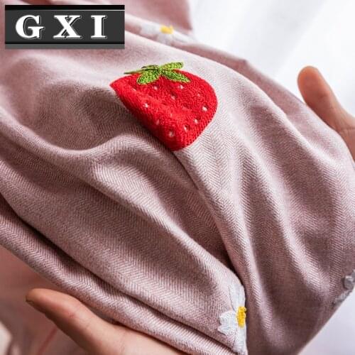 GXI Cute Strawberry Blackout Curtain For Living Room Kids Bedroom Korean Curtains Window White Embroidered Sheer Drapes