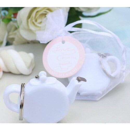 Love is Brewing Teapot Plastic Measuring Tape Keychain Portable Mini Key Chain Wedding Christmas Gift Favors SN719