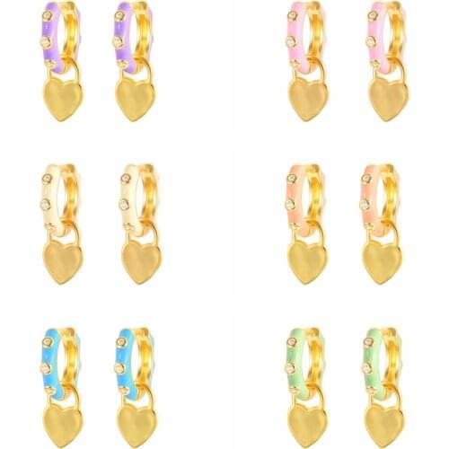 CANNER Round Diamond Core Oil Dripping Enamel Earrings For Women 925 Sterling Silver Earrings Hoops Pendientes Piercing Jewelry