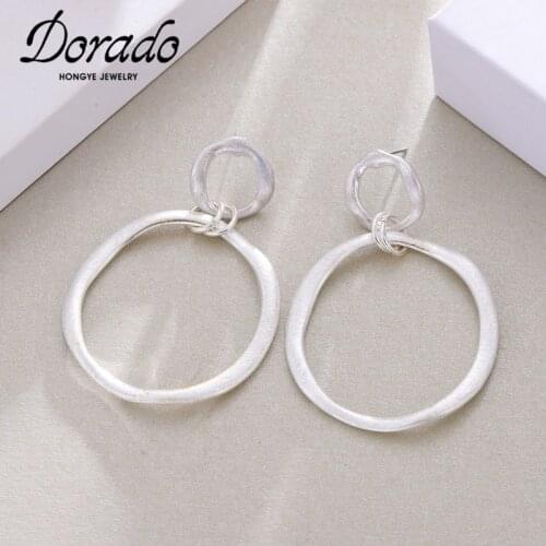 Dorado 2021 White Hollow Round Drop Earrings For Women Party Circle Simple Alloy Brincos Jewelry Accessories Cheap