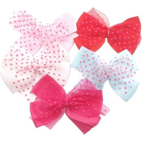 20pcs/lot Fashion Thread Ribbon Gauze Bowknot Patches DIY Handmade Childrens Headwear Clothing Bow Accessories
