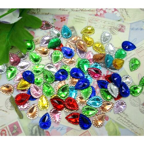 300Pcs Mixed 10x14mm Drop Dot Resin Decoration Crafts Beads Flatback Cabochon Scrapbook DIY Embellishments Accessories