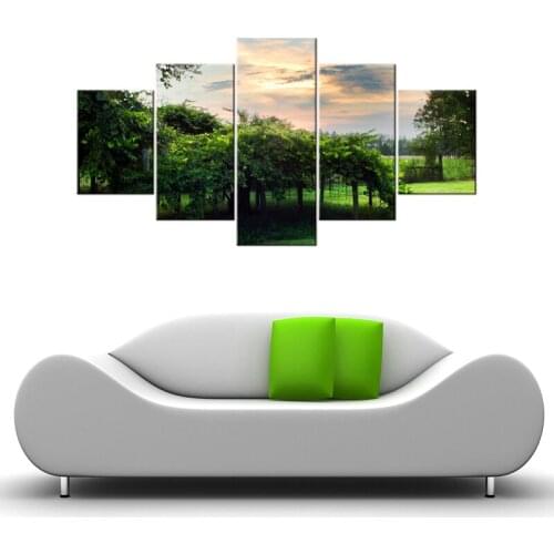 5 Pieces Green Forest HD Canvas Print Painting Artwork Modern Home Wall Decor Canvas Art HD Picture On Canvas Prints Framed