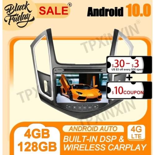 Android 10.0 PX6 4G+128G Carplay For Chevrolet Cruze 2015 Multimedia Player Stereo Tape Recorder Auto Radio GPS Navi Head Unit