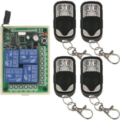 10A DC 12V 24V 4CH 4 CH Wireless RF Remote Control Switch Transmitter Receiver System For Control System Universal
