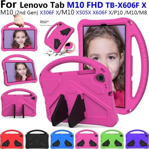 For Lenovo Tab M10 FHD Plus TB-X606F M10 TB-X505F TB-X605F P10 TB-X705F/L Case EVA Foam Kids Safe Shockproof Stand Tablet Cover