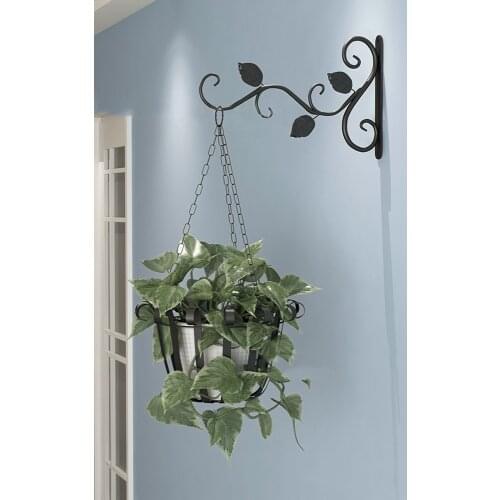 Decorative Iron Wall Hanging Hooks Plant Flower Hanger Bracket European-style Hanging Basket Black Outdoor Indoor Garden Decor