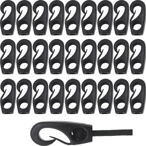 Kayak Cord Hook Nylon Bungee Terminal End Tabbed S Hooks for Shock Cords 3/16, 13/64, 7/32, 15/64, 1/4, 17/64, 9/32, 19/64 inch