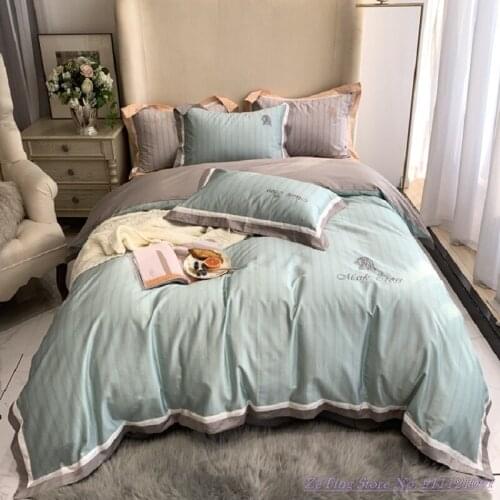 Pure Cotton Bedding Set 1.8m 100 long-staple cotton Home Textile luxury style modern American simple contrast color duvet cover