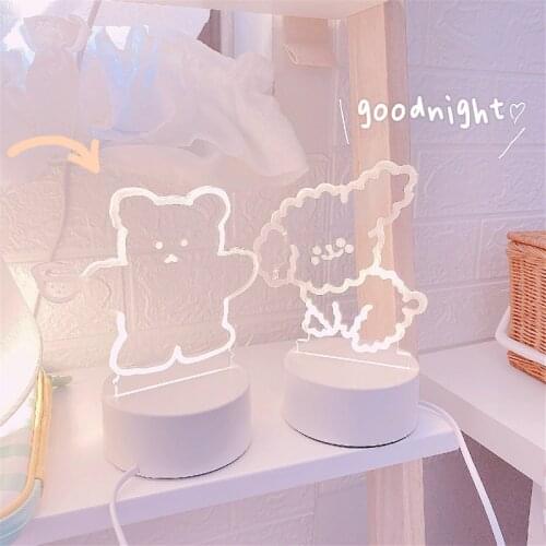 Creative Bear puppy Bedside 3d Night Lamp Energy-saving Led Small Table Novelty Led Night Light Usb Led 3d Light Fixtures