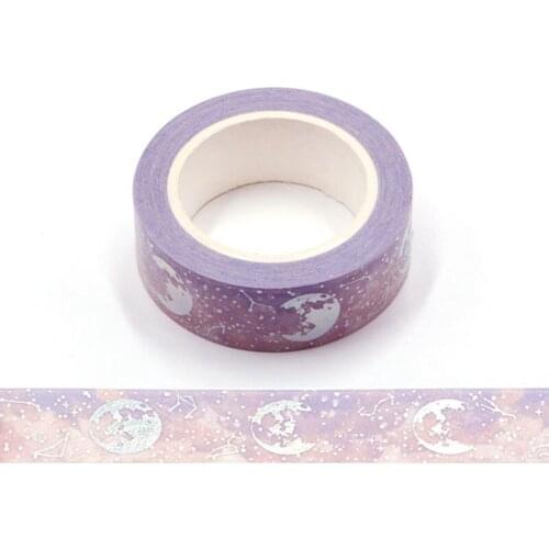 Cute 10pcs/lot Silver Moon Lunar Eclipse Foil Washi Tapes DIY Decorative Scrapbooking Planner Japanese Masking Tapes Stationery