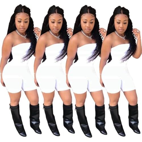 Summer New Womens Tight-Fitting Tube Top Shorts One-Neck Jumpsuit