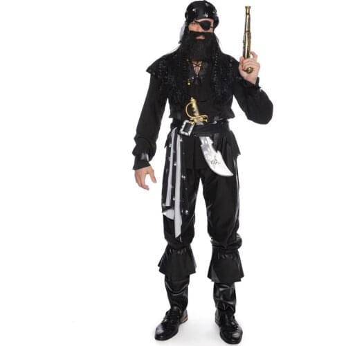 Hotsale New Halloween Carnival Pirate Captain Costume One Eyed Pirate Party Performance Costume Navigator Performance Costume
