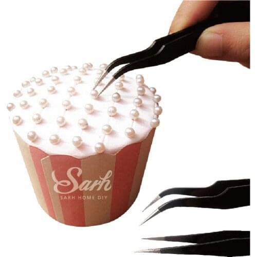 Luyou 2Pcs/Set Elbow and Straight Stainless Steel Tweezers Cake Mold Sugarcraft Tools for Kicthen Bakeware Decoration FM1856