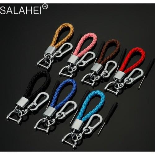 Metal Horseshoe Buckle Hand Woven Car KeyChain Detachable Advertising Waistband Key Pendant Auto Key Rings Accessories