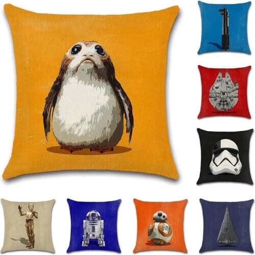 Cute animal and robot print linen polyester Cushion Cover decorative Home sofa chair car seat friend bedroom gift pillowcase