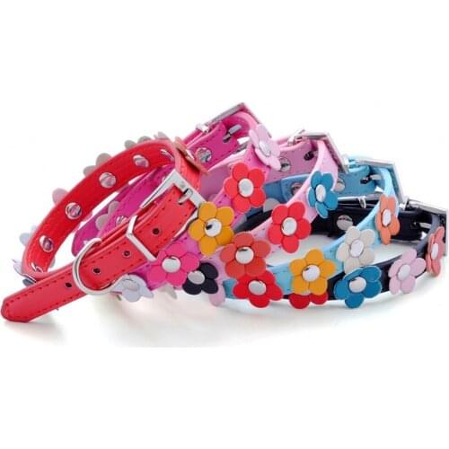 Cute Dog Collar For Pet Floral Leash PU Leather Necklace Small Dogs Harness Accessories Puppy Chain Cat Collar Pet Supplies