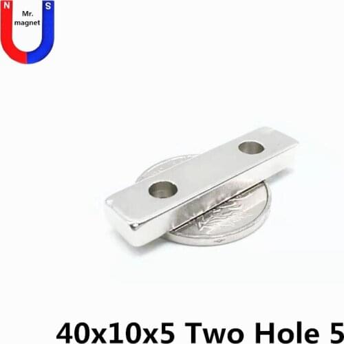 10/30/100pcs 40x10x5-5 magnet With Two countersunk hole 5 neodymium magnet 40*10*5-5 rare earth NdFeB 40x10x5-5 magnet cube